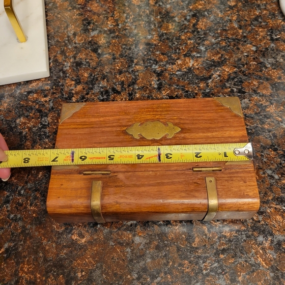 Vintage Book Shaped Box with Brass Indian Rosewood Keepsake Box mid century - Picture 7 of 8